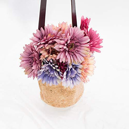4 Colors Silk Gerbera Artificial Daisies flowers with 1 Vase Kraft Paper Bag
